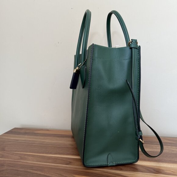 COACH Archive Original Cashin Carry Tote 79155 Hunter Green EUC glovetan leather - Picture 13 of 13